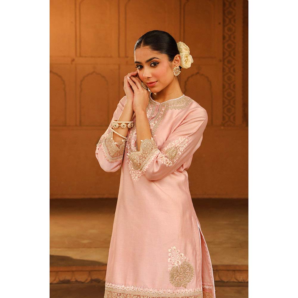 Sheetal Batra Pink Short Kurta With Dhoti (Set of 2)