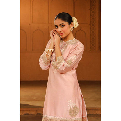 Sheetal Batra Pink Short Kurta With Dhoti (Set of 2)