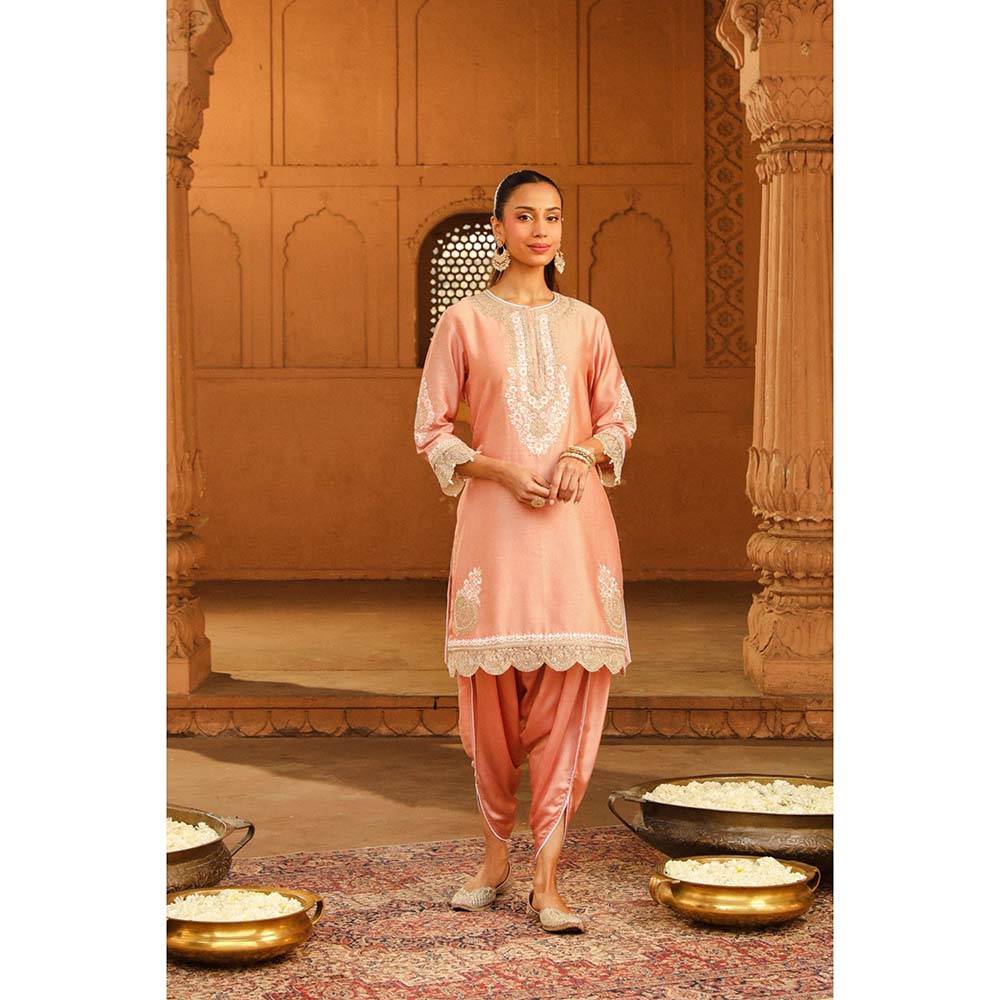 Sheetal Batra Peach Short Kurta With Dhoti (Set of 2)