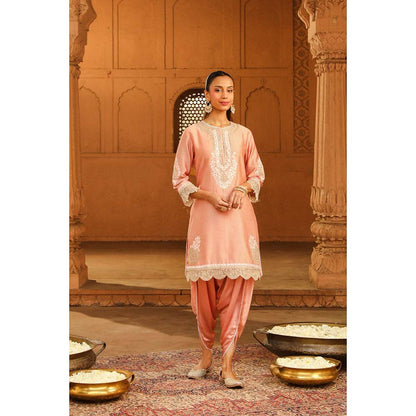 Sheetal Batra Peach Short Kurta With Dhoti (Set of 2)
