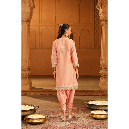Sheetal Batra Peach Short Kurta With Dhoti (Set of 2)