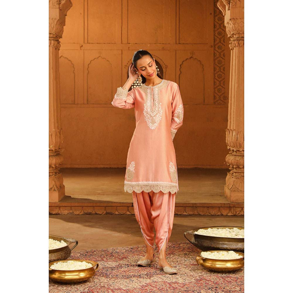 Sheetal Batra Peach Short Kurta With Dhoti (Set of 2)