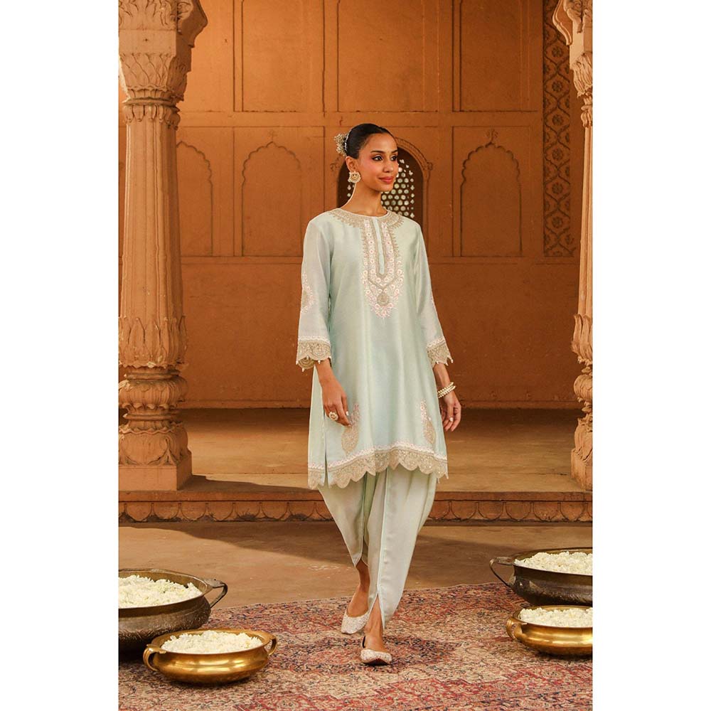 Sheetal Batra Blue Short Kurta With Dhoti (Set of 2)