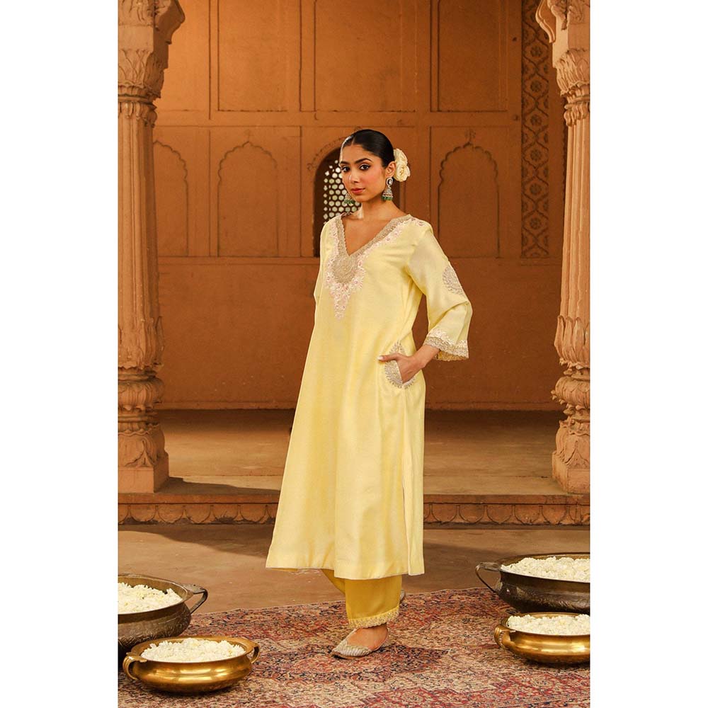 Sheetal Batra Yellow Kurta With Pant (Set of 2)