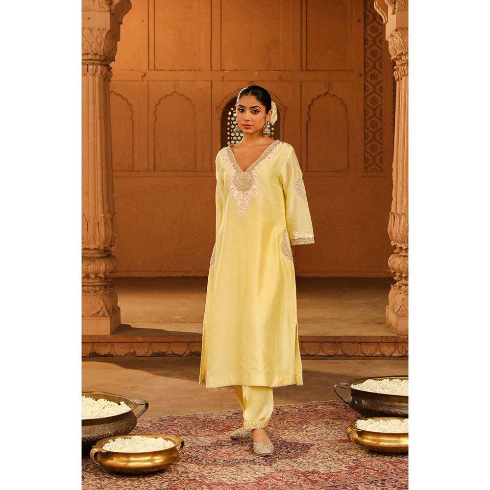 Sheetal Batra Yellow Kurta With Pant (Set of 2)