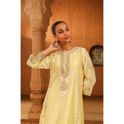 Sheetal Batra Yellow Kurta With Palazzo And Dupatta (Set of 3)