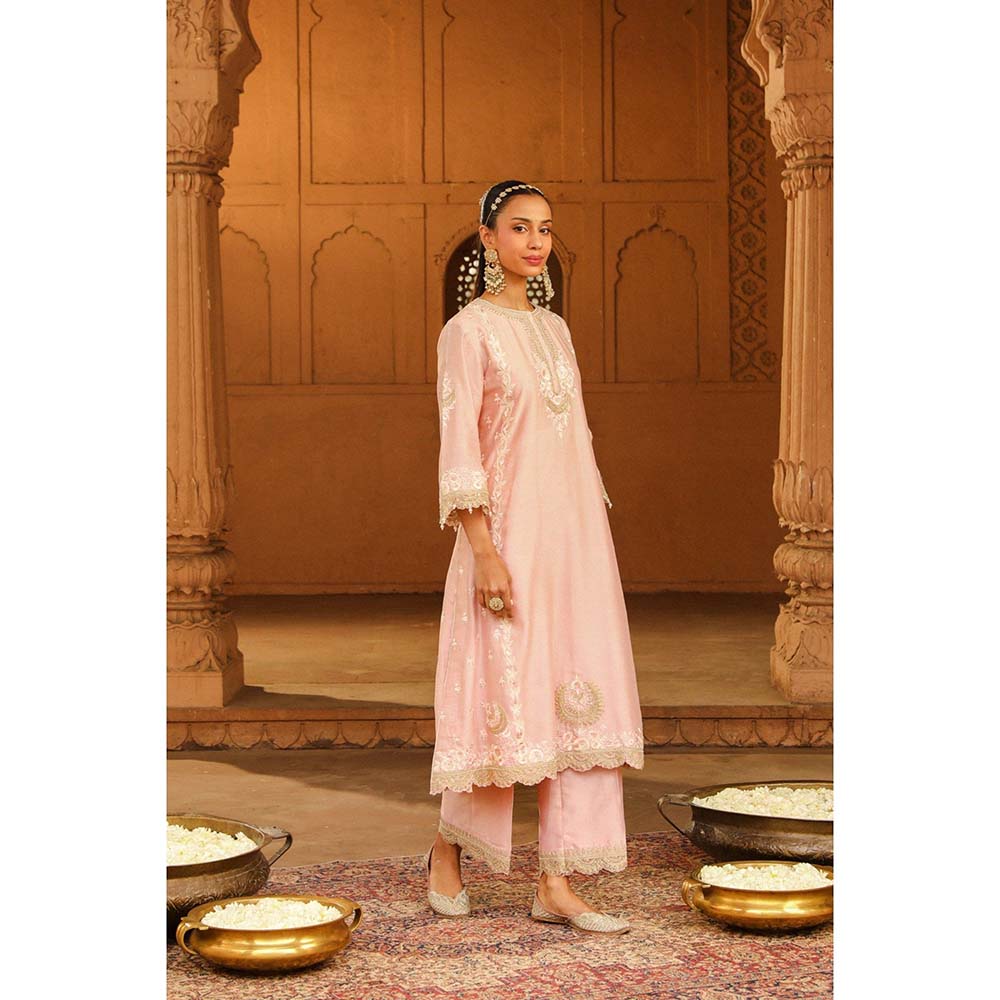 Sheetal Batra Pink Kurta With Palazzo And Dupatta (Set of 3)
