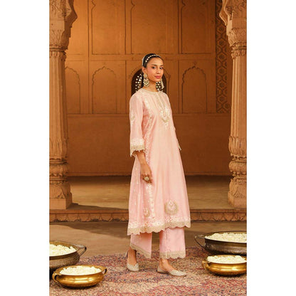 Sheetal Batra Pink Kurta With Palazzo And Dupatta (Set of 3)