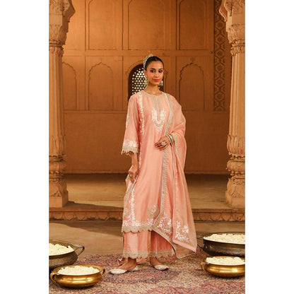 Sheetal Batra Pink Kurta With Palazzo And Dupatta (Set of 3)