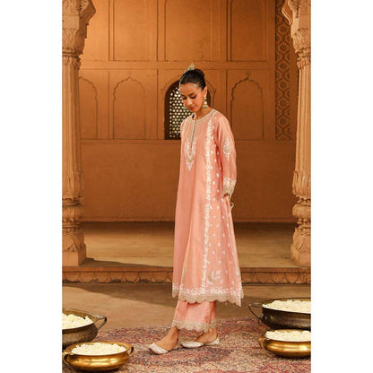 Sheetal Batra Pink Kurta With Palazzo And Dupatta (Set of 3)