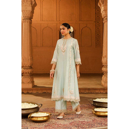 Sheetal Batra Green Kurta With Palazzo And Dupatta (Set of 3)