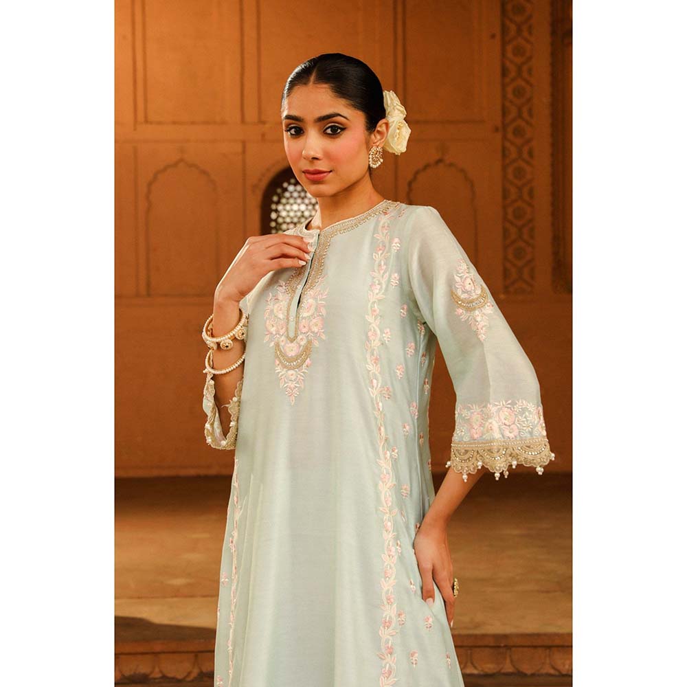 Sheetal Batra Green Kurta With Palazzo And Dupatta (Set of 3)