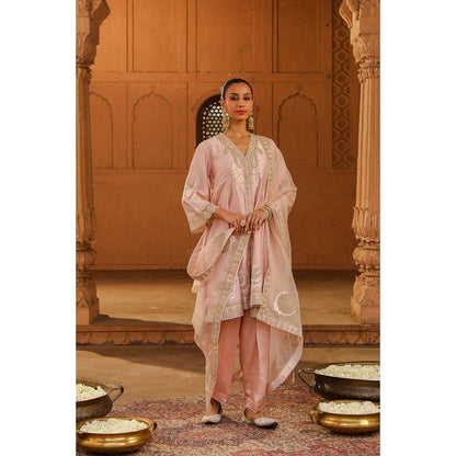 Sheetal Batra Pink Short Kurta With Salwar And Dupatta (Set of 3)