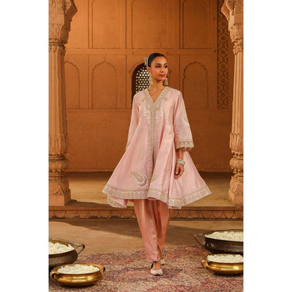 Sheetal Batra Pink Short Kurta With Salwar And Dupatta (Set of 3)