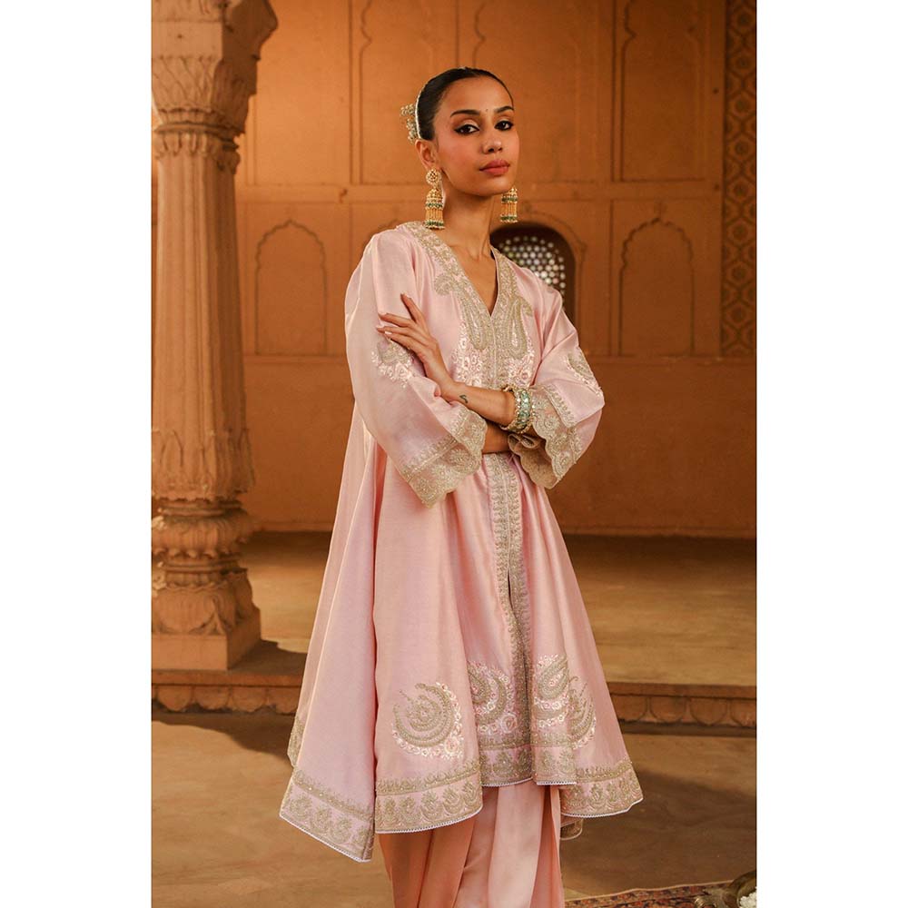 Sheetal Batra Pink Short Kurta With Salwar And Dupatta (Set of 3)