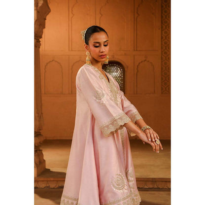 Sheetal Batra Pink Short Kurta With Salwar And Dupatta (Set of 3)