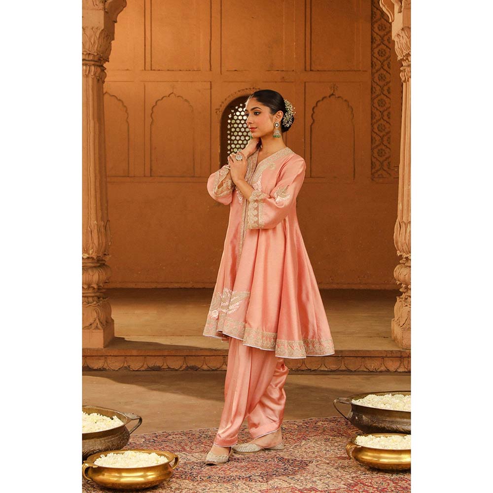 Sheetal Batra Pink Short Kurta With Salwar And Dupatta (Set of 3)