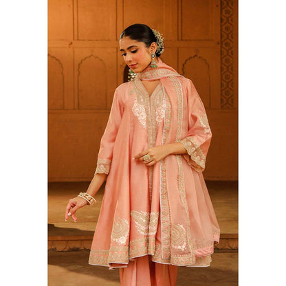 Sheetal Batra Pink Short Kurta With Salwar And Dupatta (Set of 3)