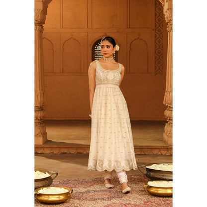 Sheetal Batra Ivory Anarkali With Churidar And Dupatta (Set of 3)