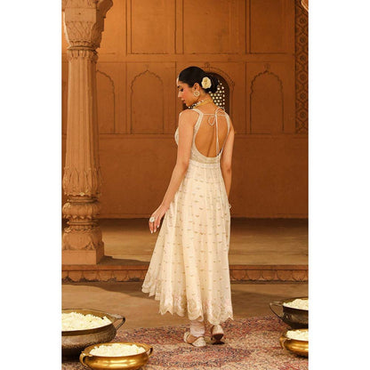 Sheetal Batra Ivory Anarkali With Churidar And Dupatta (Set of 3)