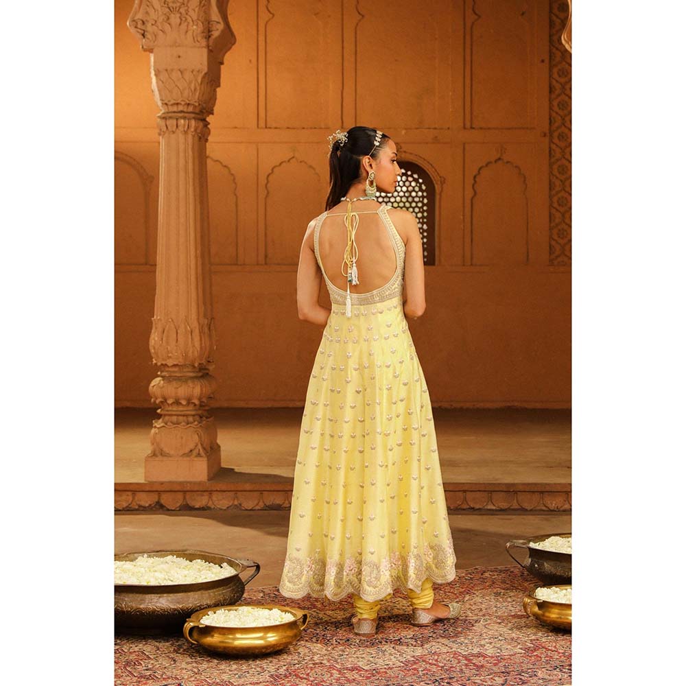 Sheetal Batra Yellow Anarkali With Churidar And Dupatta (Set of 3)