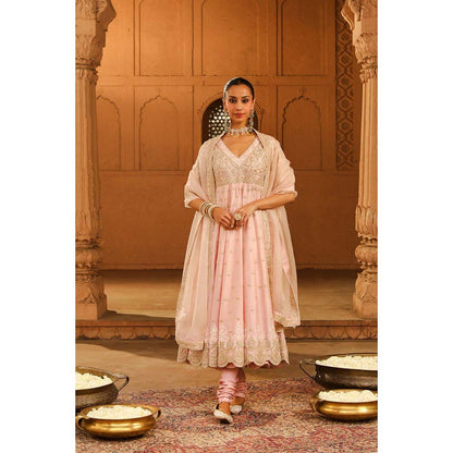 Sheetal Batra Pink Anarkali With Churidar And Dupatta (Set of 3)
