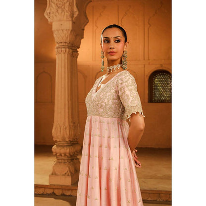 Sheetal Batra Pink Anarkali With Churidar And Dupatta (Set of 3)