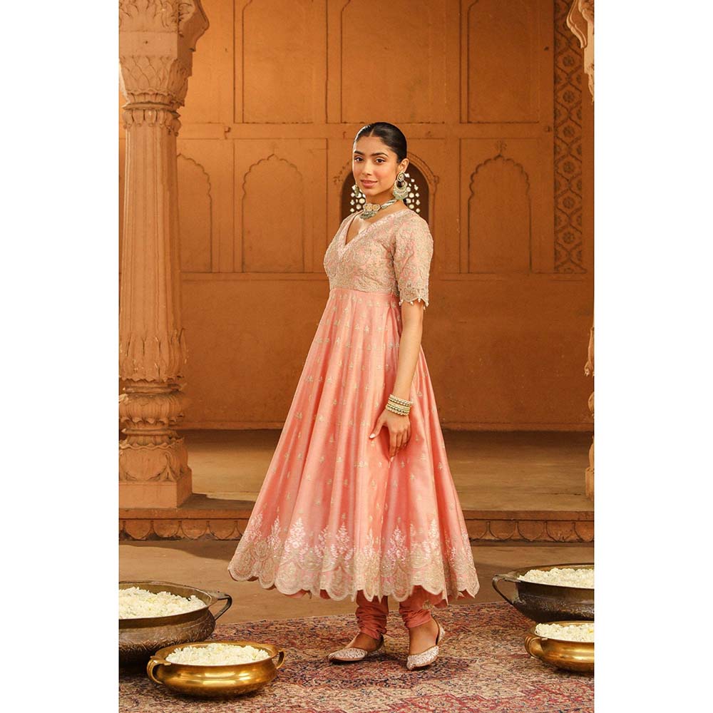 Sheetal Batra Pink Anarkali With Churidar And Dupatta (Set of 3)