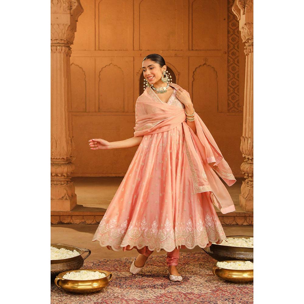 Sheetal Batra Pink Anarkali With Churidar And Dupatta (Set of 3)