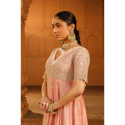 Sheetal Batra Pink Anarkali With Churidar And Dupatta (Set of 3)