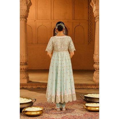 Sheetal Batra Green Anarkali With Churidar And Dupatta (Set of 3)