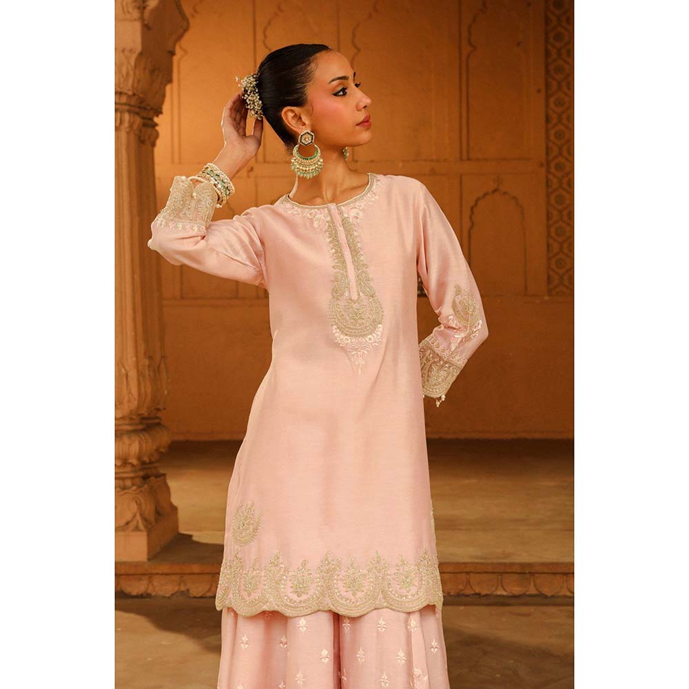 Sheetal Batra Pink Kurta With Sharara And Dupatta (Set of 3)