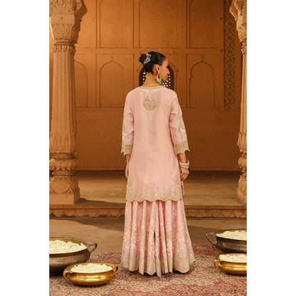 Sheetal Batra Pink Kurta With Sharara And Dupatta (Set of 3)