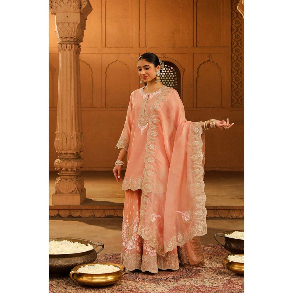 Sheetal Batra Pink Kurta With Sharara And Dupatta (Set of 3)