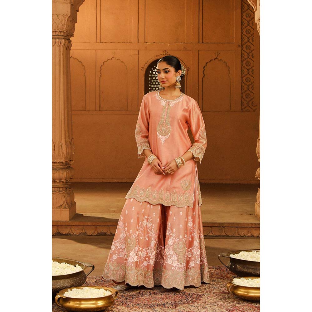 Sheetal Batra Pink Kurta With Sharara And Dupatta (Set of 3)
