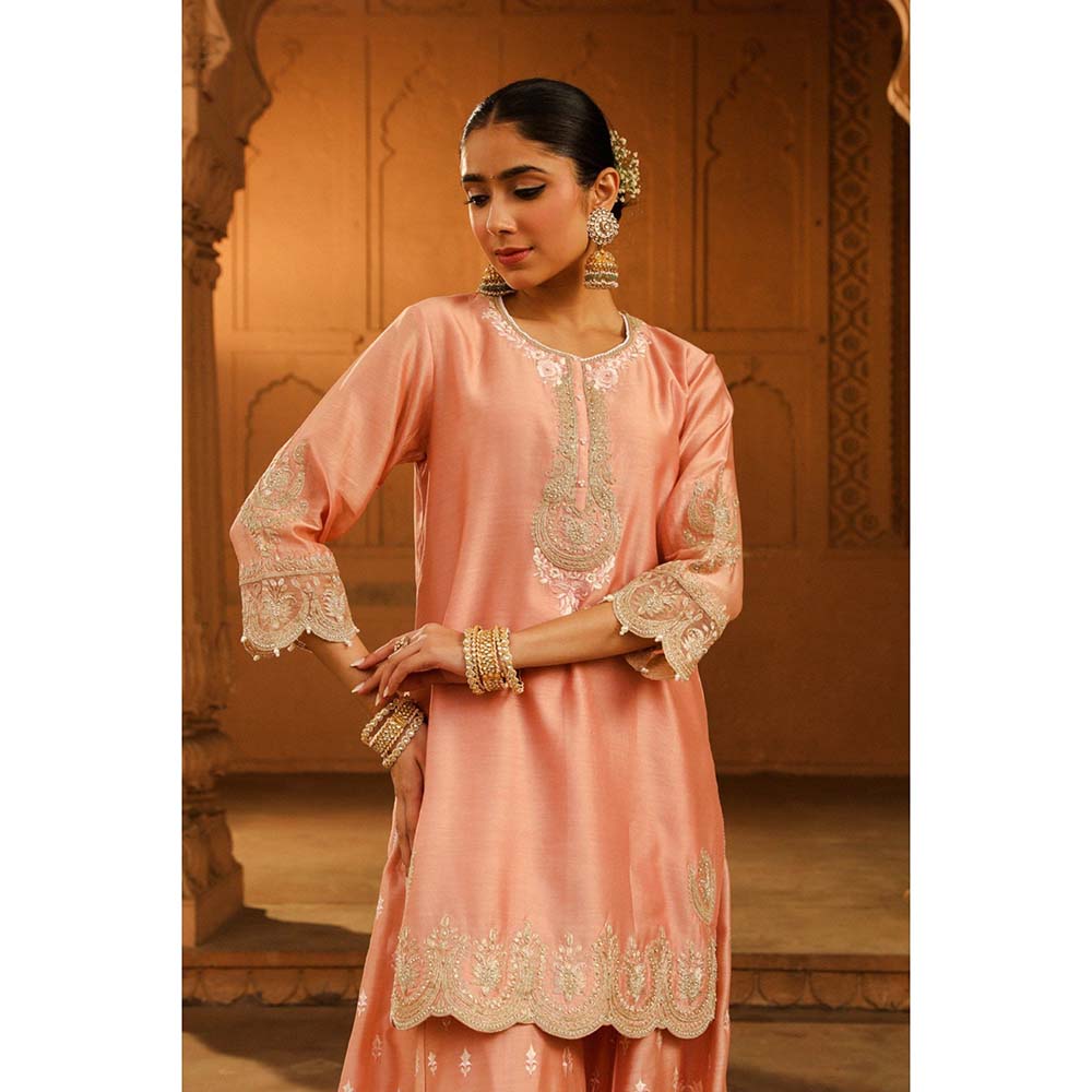 Sheetal Batra Pink Kurta With Sharara And Dupatta (Set of 3)