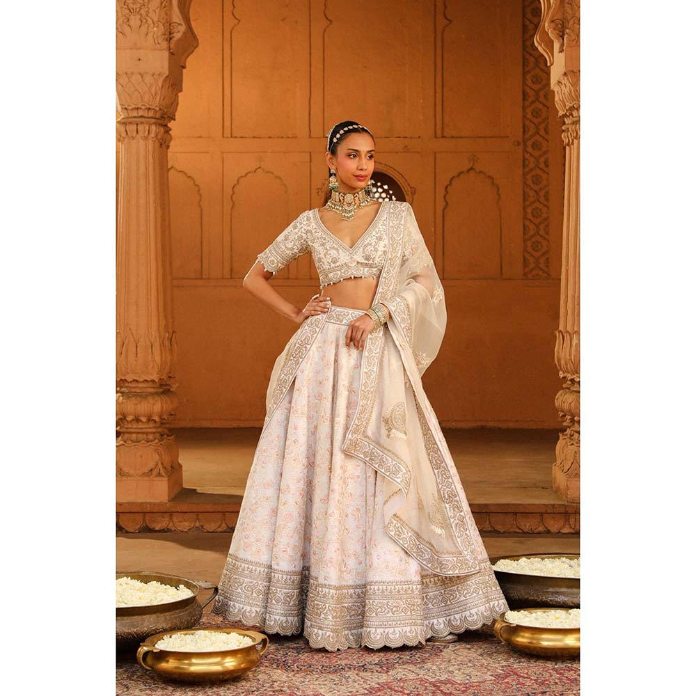 Sheetal Batra Ivory Lehenga With Blouse And Dupatta (Set of 3)