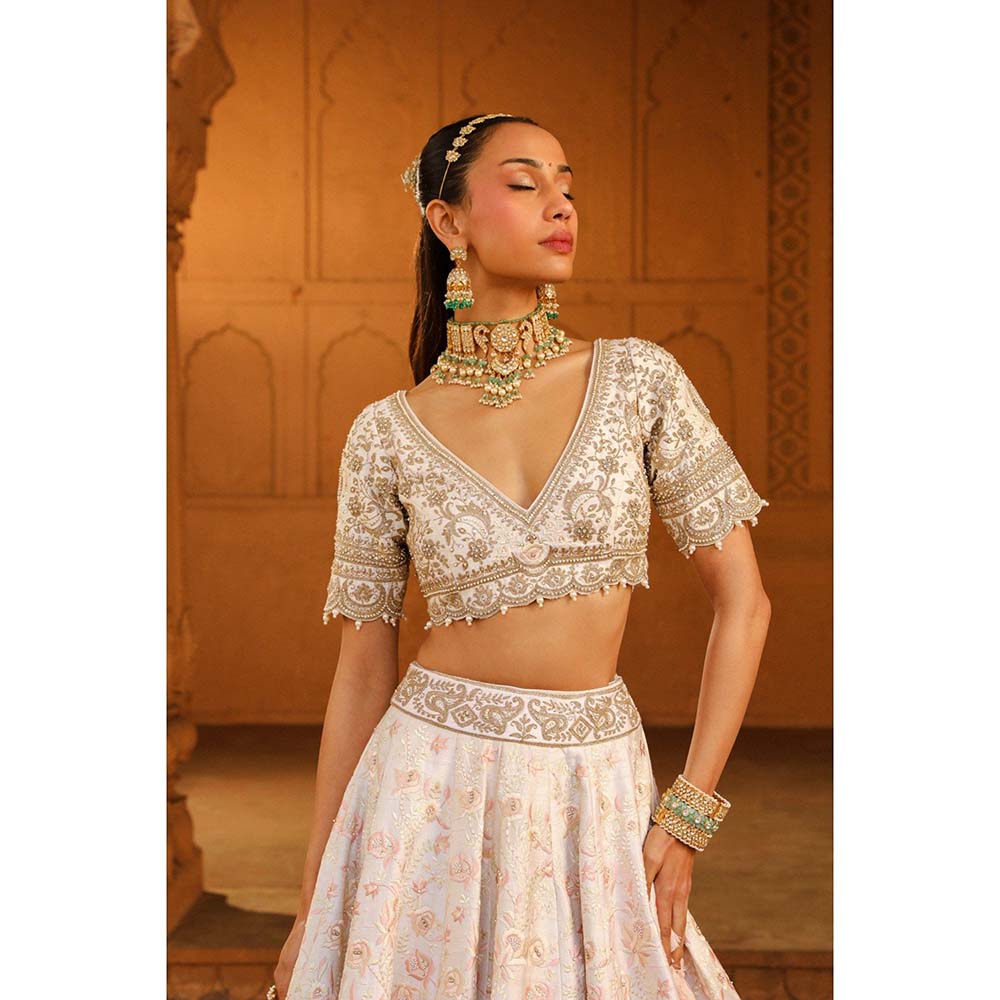 Sheetal Batra Ivory Lehenga With Blouse And Dupatta (Set of 3)