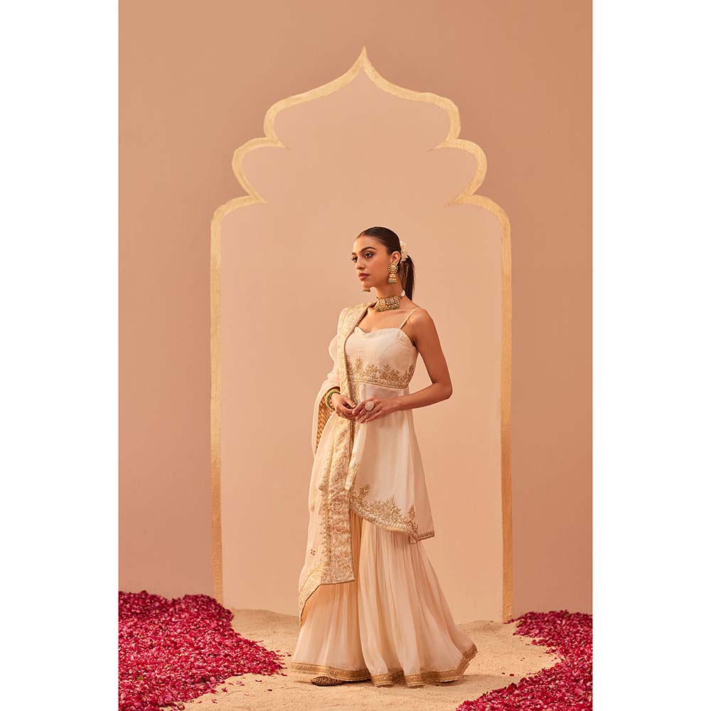 Sheetal Batra Ivory Kurta With Sharara And Dupatta (Set of 3)