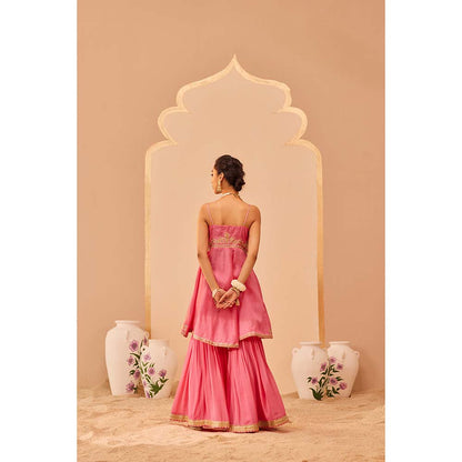 Sheetal Batra Pink Kurta With Sharara And Dupatta (Set of 3)