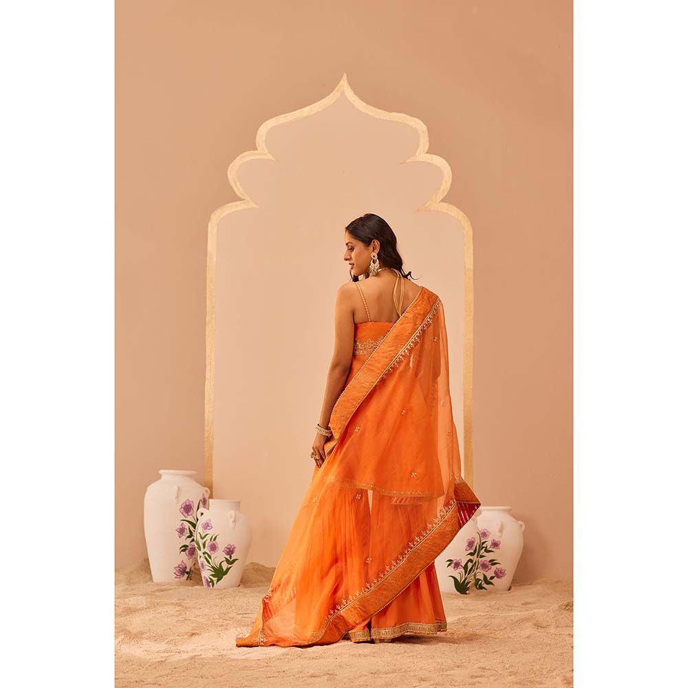 Sheetal Batra Orange Kurta With Sharara And Dupatta (Set of 3)