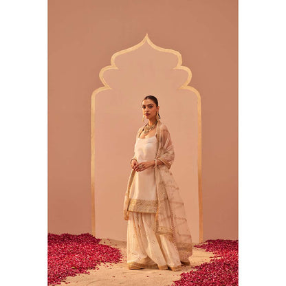 Sheetal Batra Ivory Kurta With Sharara And Dupatta (Set of 3)
