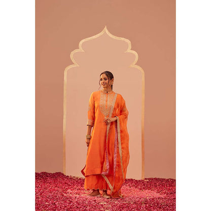 Sheetal Batra Orange Zaniab Kurta With Palazzo And Dupatta (Set of 3)