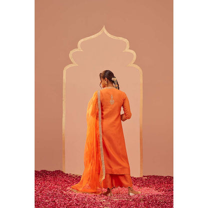 Sheetal Batra Orange Zaniab Kurta With Palazzo And Dupatta (Set of 3)