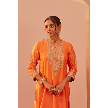 Sheetal Batra Orange Zaniab Kurta With Palazzo And Dupatta (Set of 3)