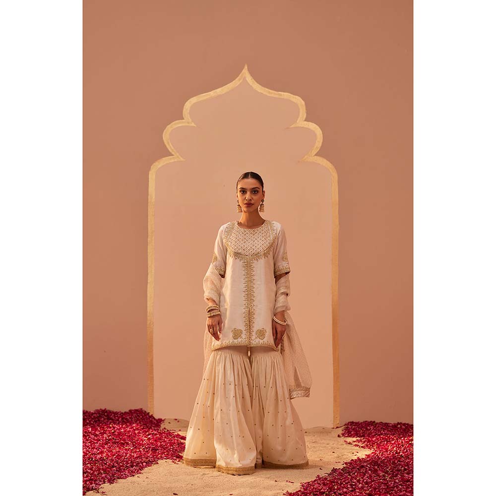 Sheetal Batra Ivory Kurta With Sharara And Dupatta (Set of 3)