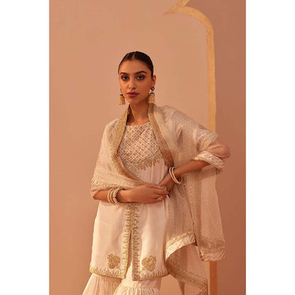 Sheetal Batra Ivory Kurta With Sharara And Dupatta (Set of 3)