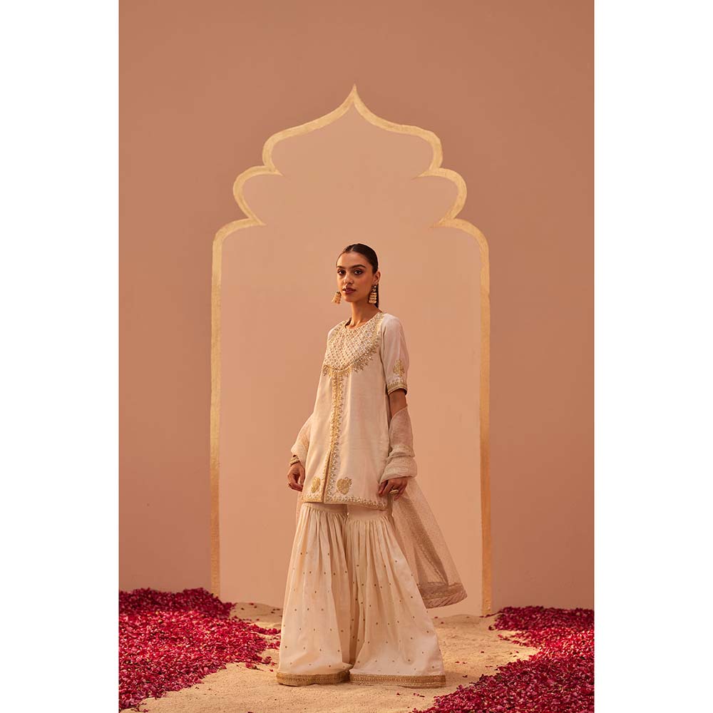 Sheetal Batra Ivory Kurta With Sharara And Dupatta (Set of 3)
