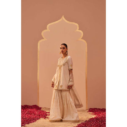 Sheetal Batra Ivory Kurta With Sharara And Dupatta (Set of 3)