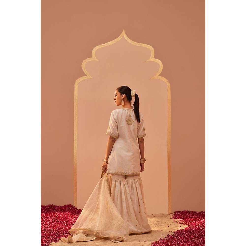 Sheetal Batra Ivory Kurta With Sharara And Dupatta (Set of 3)